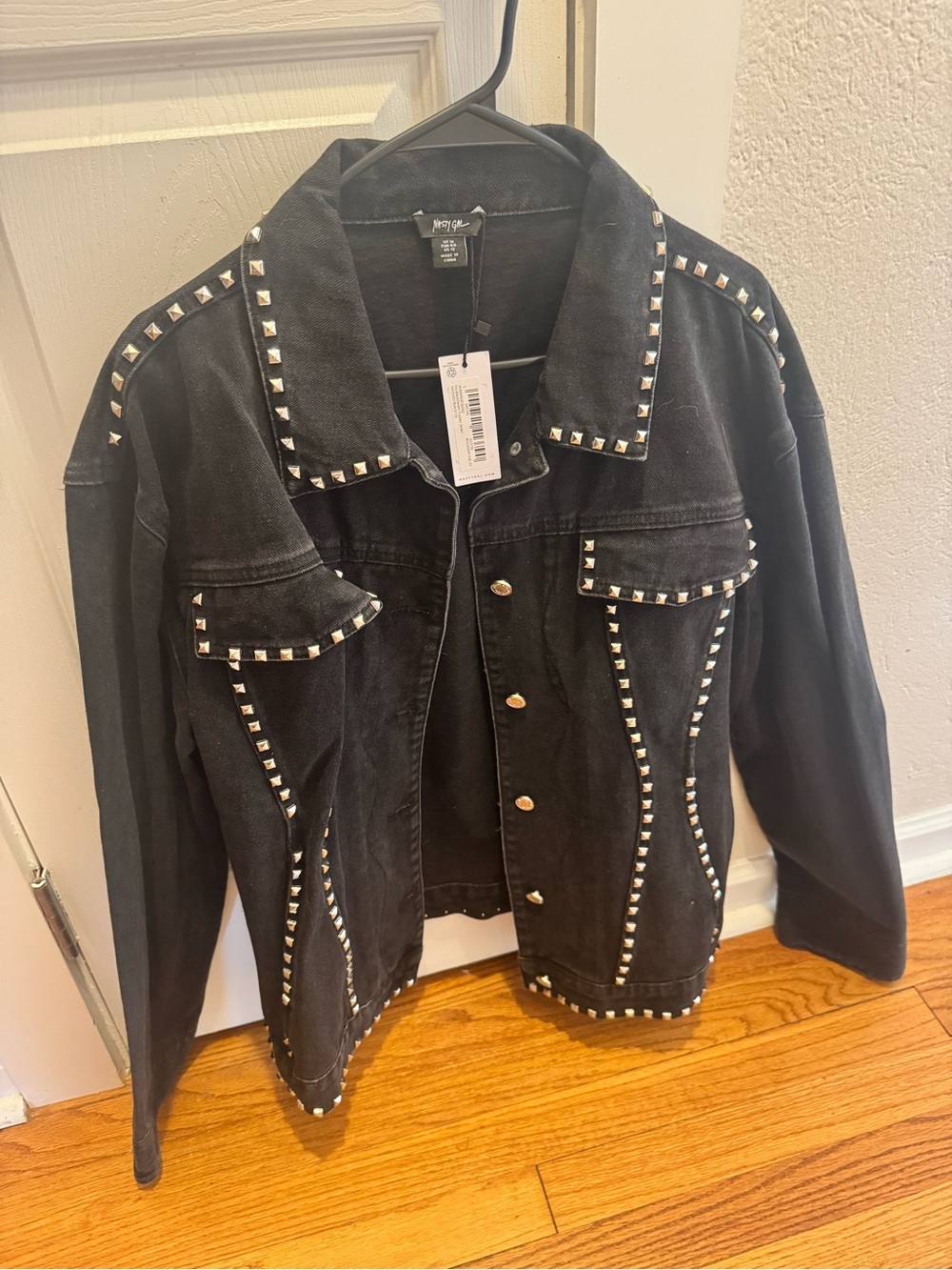 Nasty Gal Black Studded Denim Jacket